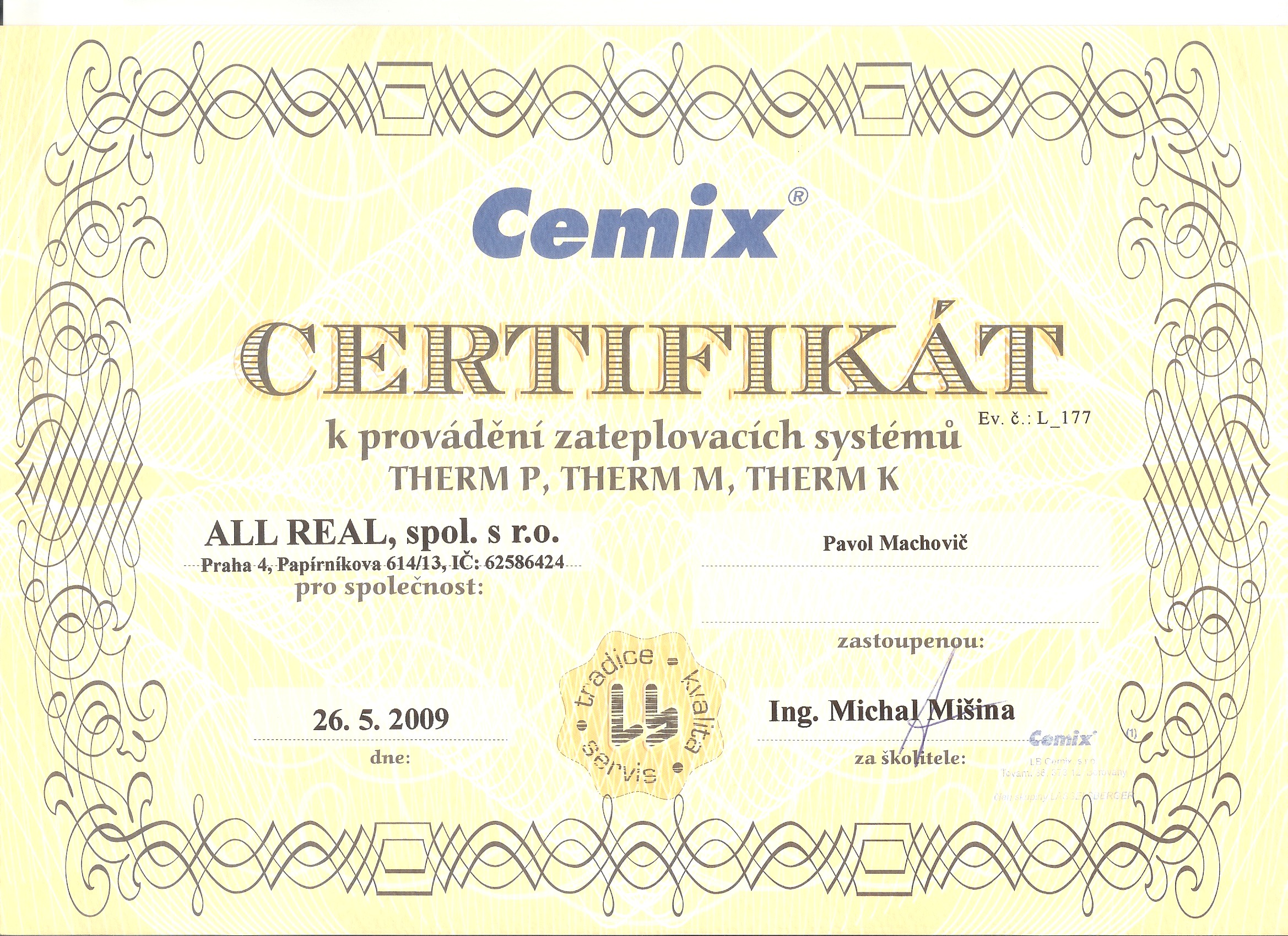 Certifikt CEMIX