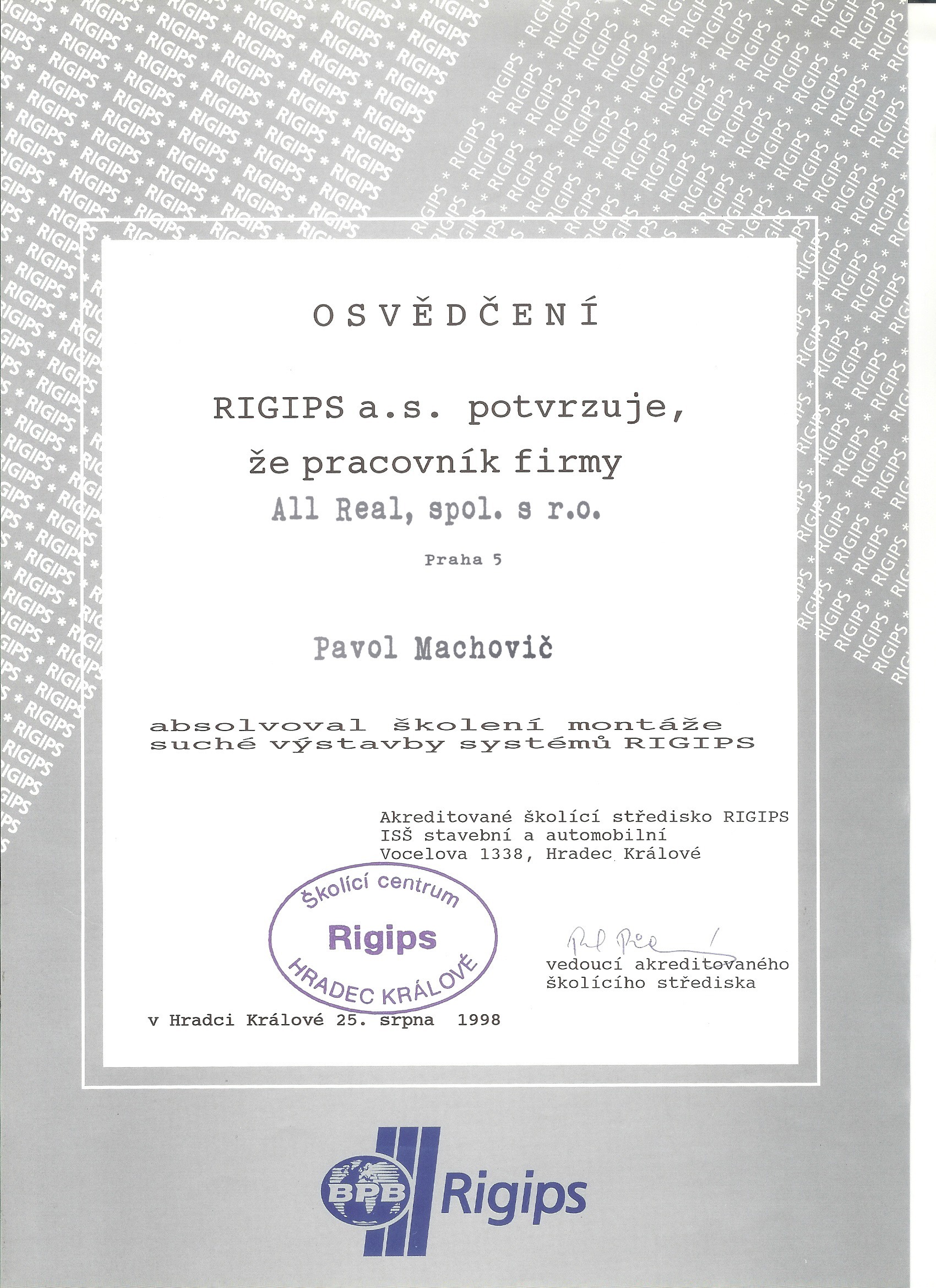 Certifikt Rigips