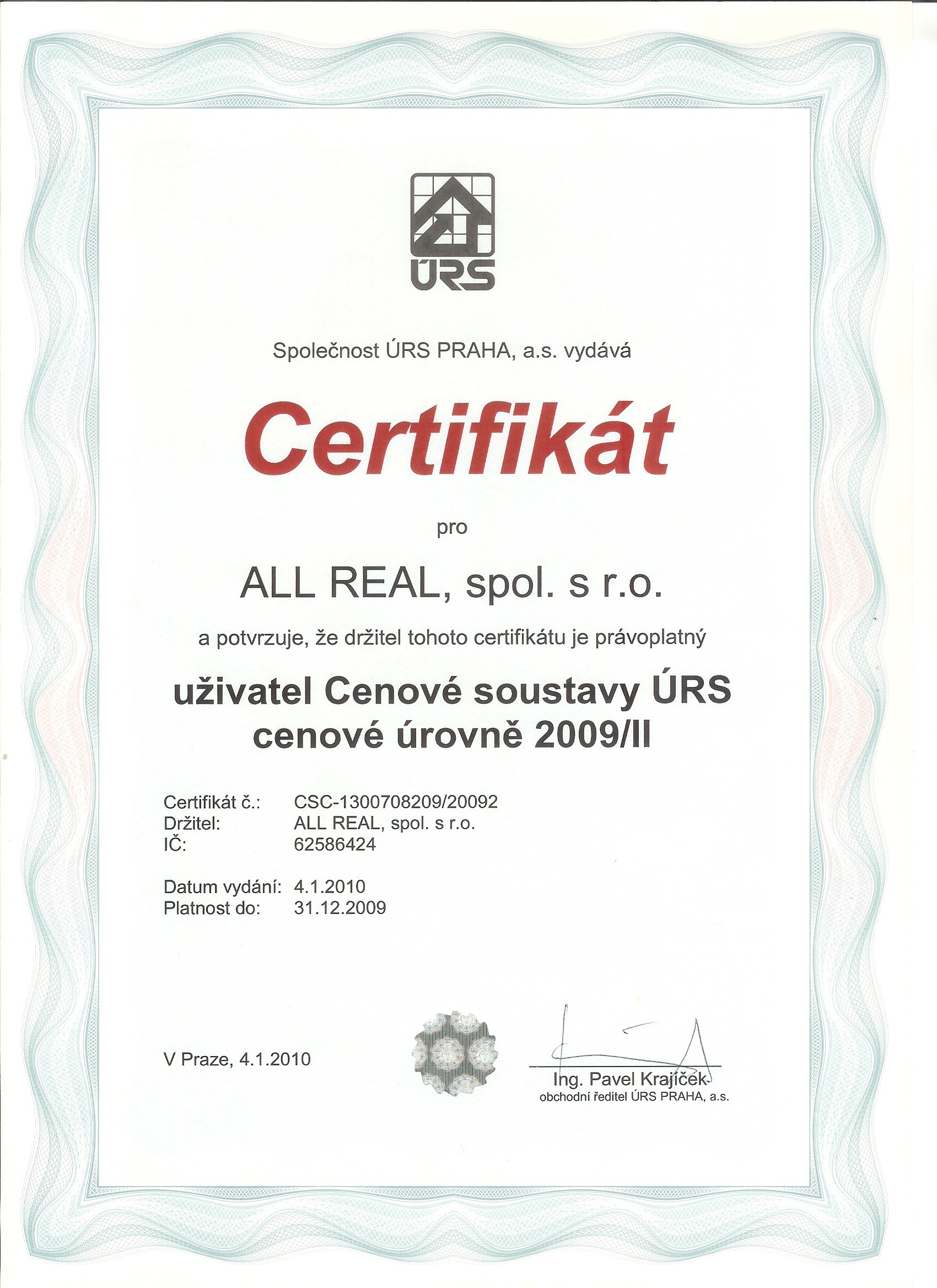 Certifikt URS